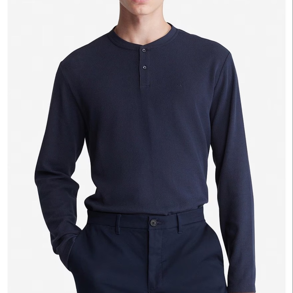 Calvin Klein Jeans NWT Long Sleeve Mini Waffle Henley Men’s Size Small